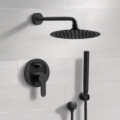 Matte Black Rain Shower System with Handheld, Rain Shower Head, Shower Faucet Set